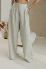 Load image into Gallery viewer, Linen Wide Leg Pants high waist
