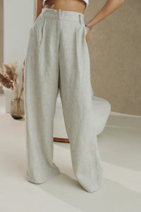 Linen Wide Leg Pants high waist