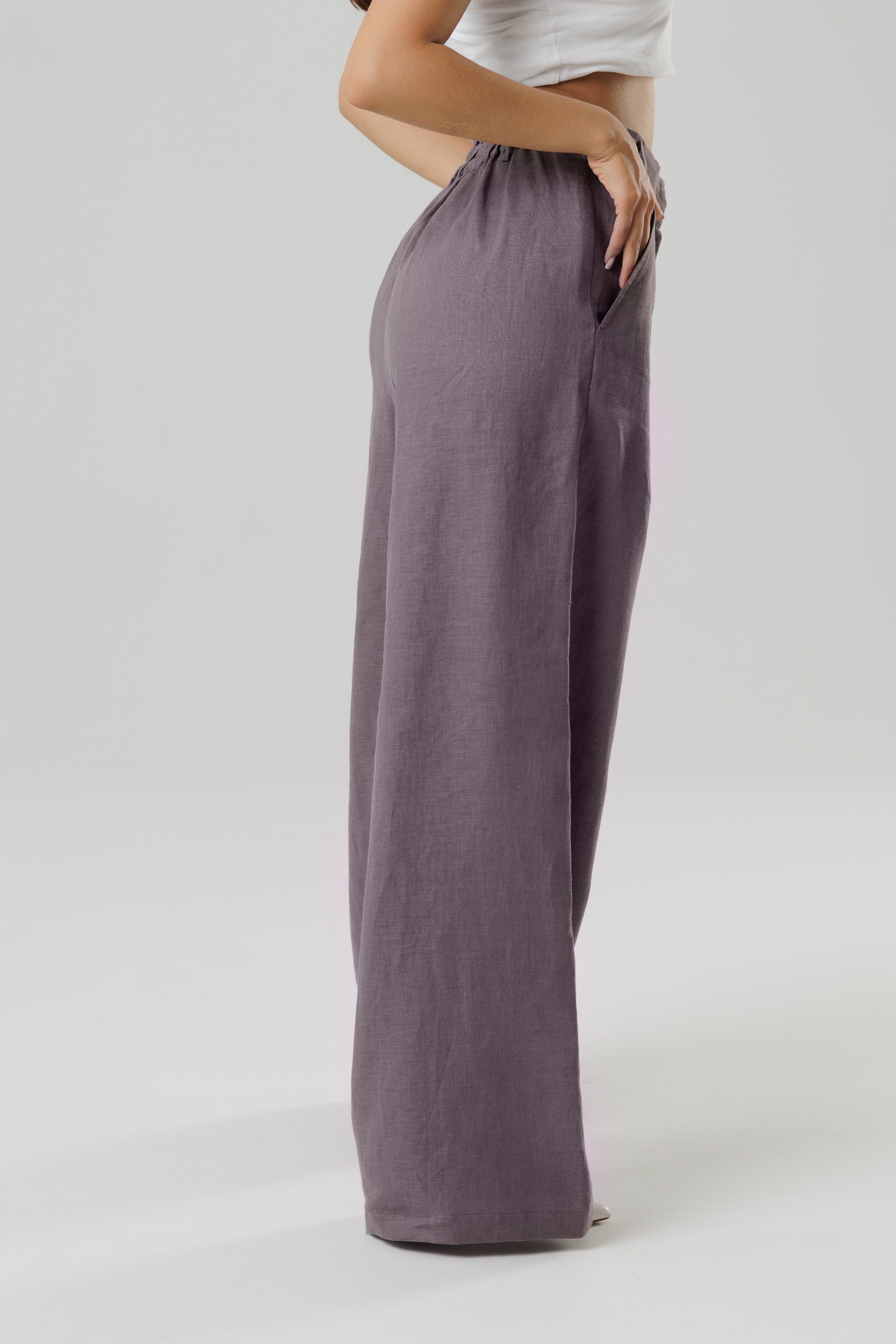 Linen Wide Leg Pants high waist