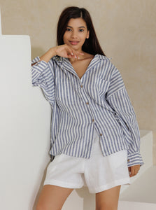 Linen Stripe Basic Shirt