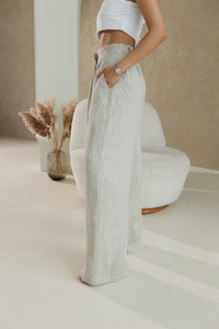 Linen Wide Leg Pants high waist