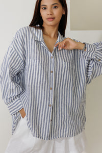 Linen Stripe Basic Shirt